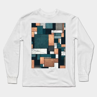 Random Pattern - Copper, Marble, and Blue Concrete Long Sleeve T-Shirt